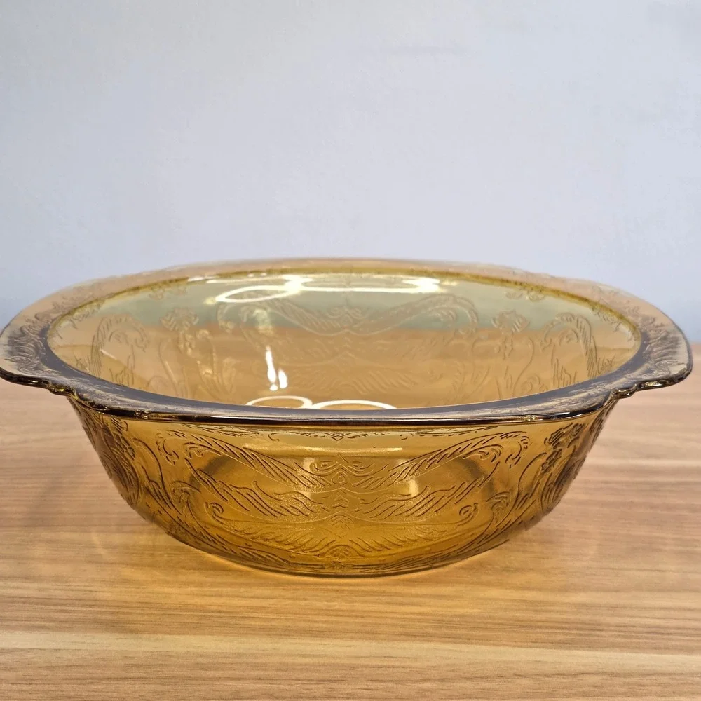 Vintage Federal Amber Madrid Recollection Glass‎ 9